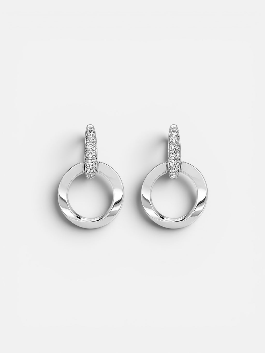 pavé retro round stud earrings