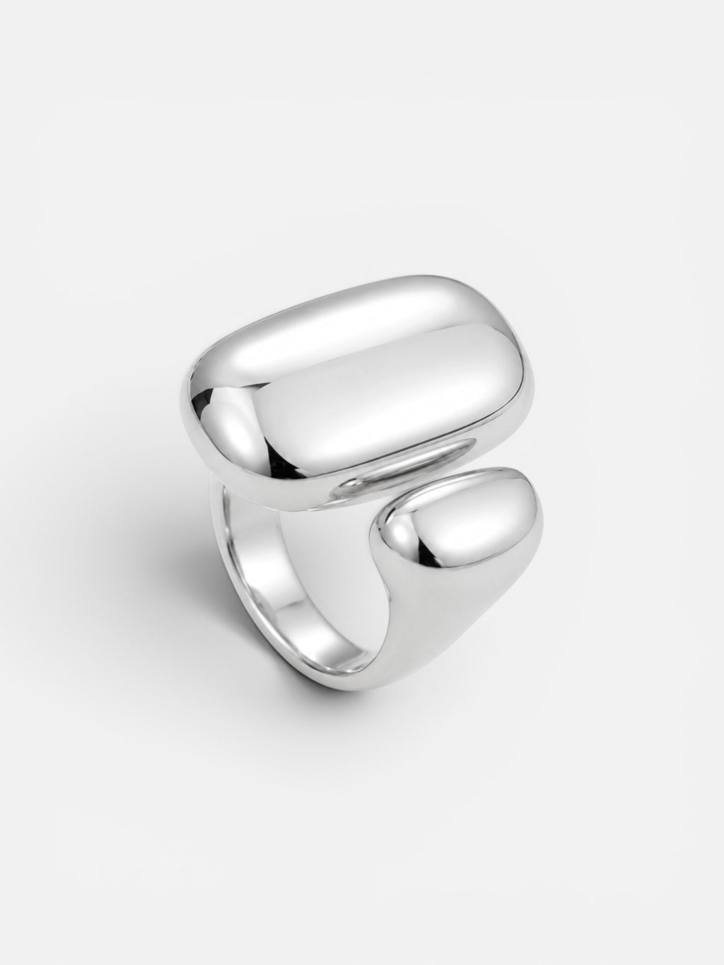 double pebble chunky silver ring