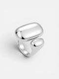 double pebble chunky silver ring