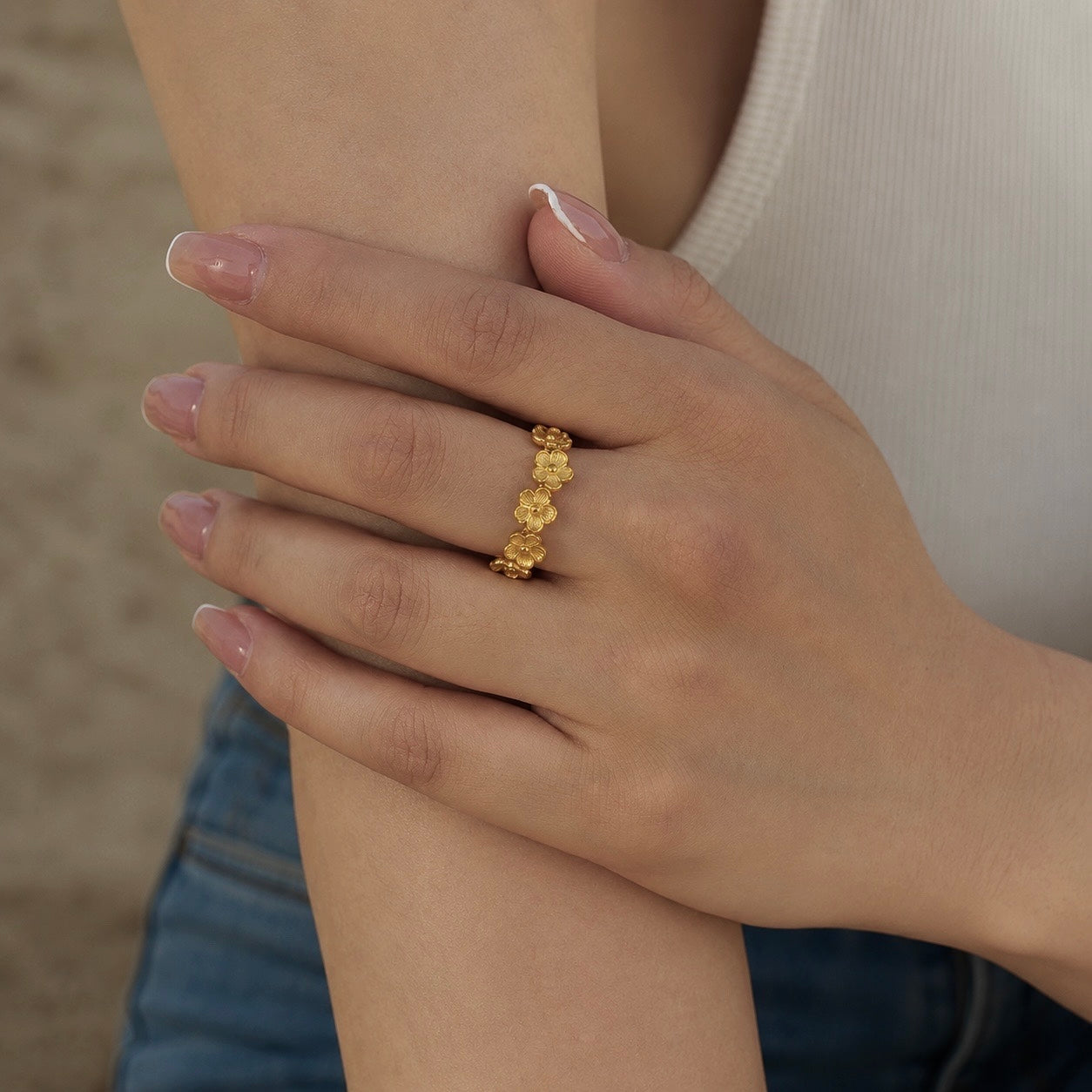golden flower ring