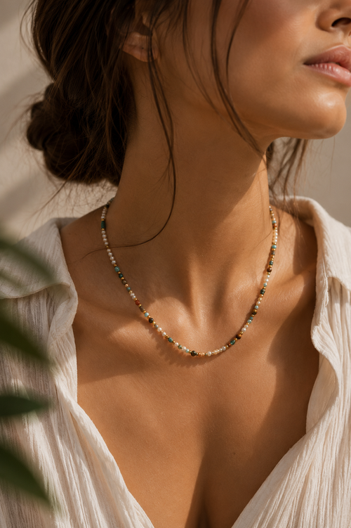 coastal mosaic strand necklace