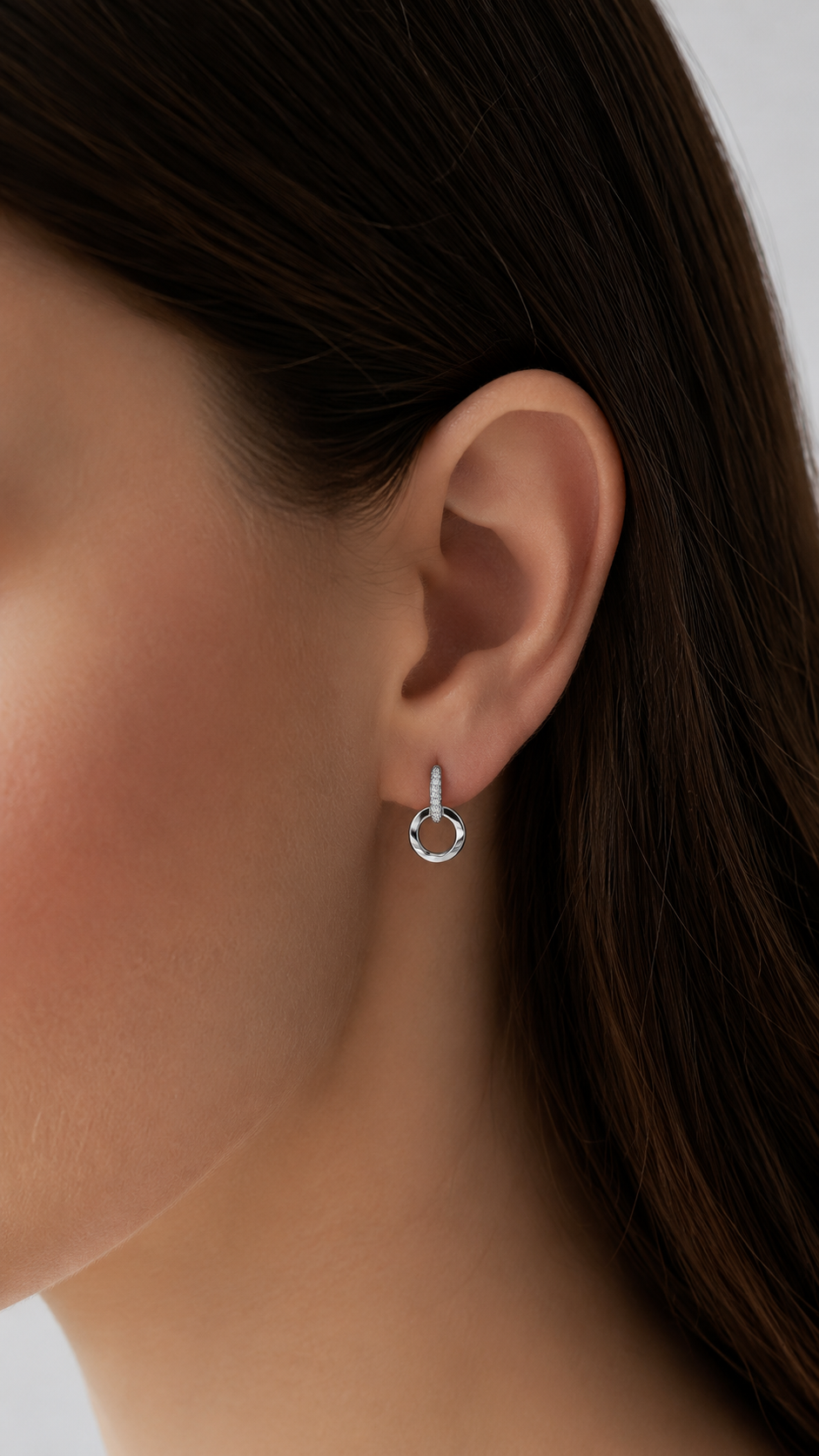pavé retro round stud earrings