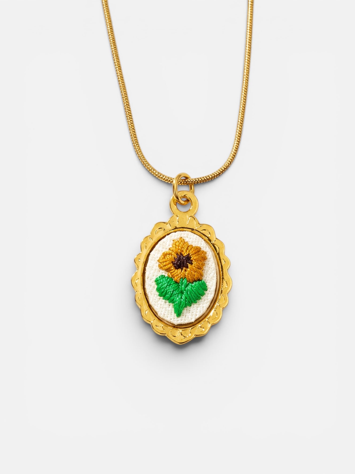 Embroidered Sunflower Necklace
