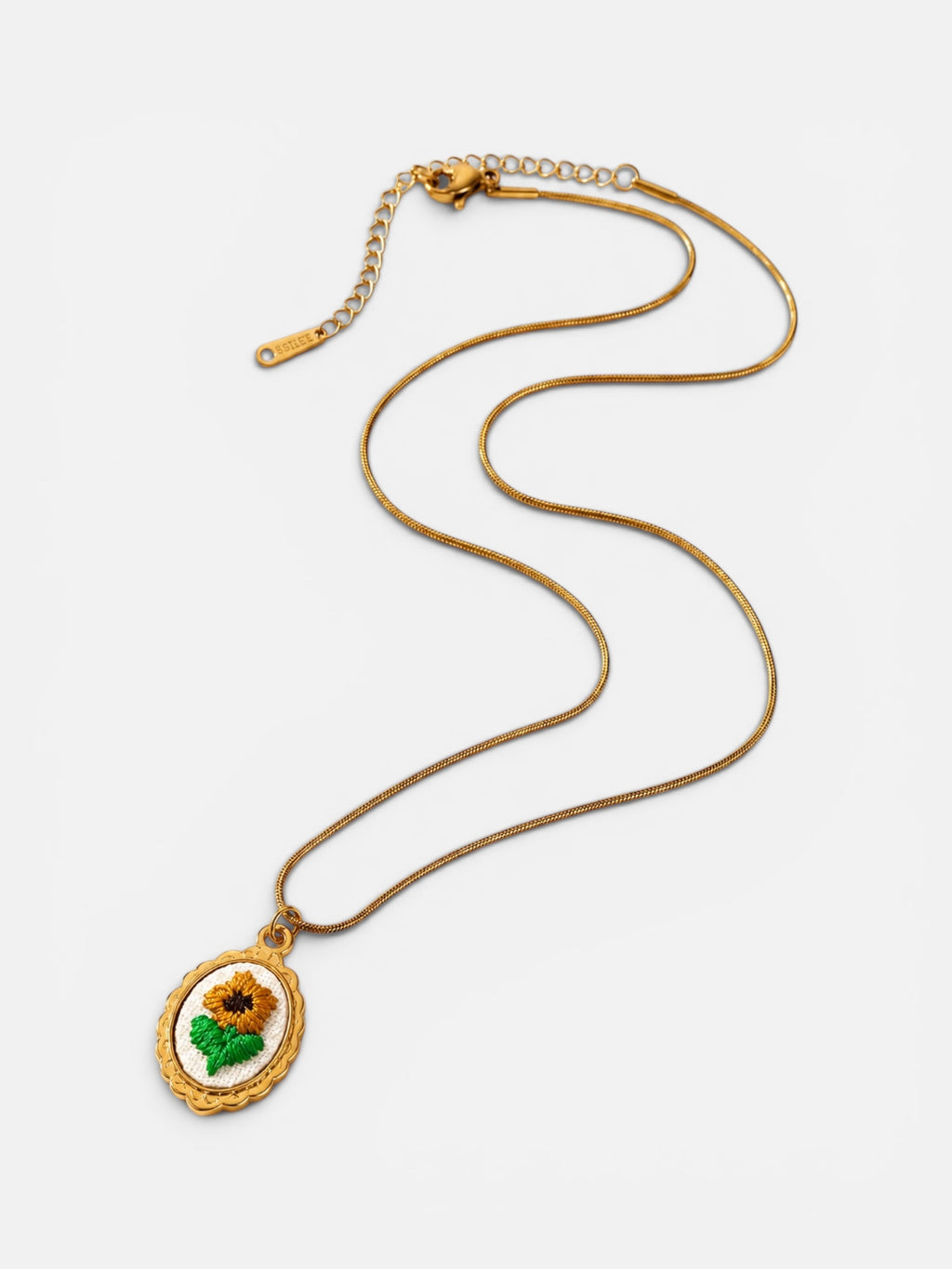 Embroidered Sunflower Necklace